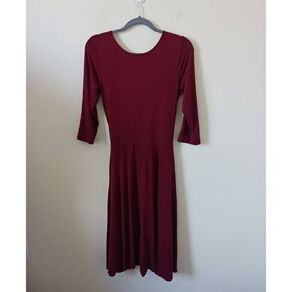 Bodyflirt Maxi Dress 3/4 Sleeve Stretch V Neck Stretch Burgundy Size M - Picture 2 of 6